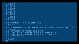Writing a Simple Atari Basic Program using ChatGPT: Coin Flip. Atari 8 Bit