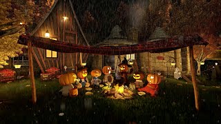 Halloween | Pumpkin Village - Rain \u0026 Thunder and Campfire Sounds