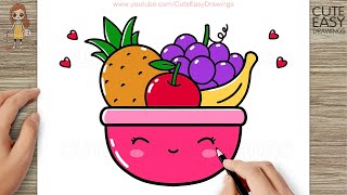 How to Draw a Cute Fruit Basket, Easy Drawings
