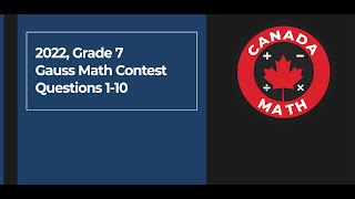 2022, Grade 7, Gauss Math Contest, Questions 1-10