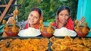 rice,egg omelette curry,chicken leg piece curry challenging video...punishment 🤮#eating challenge