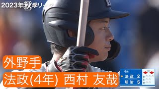 【注目選手／2024年春季リーグ戦】法政／外野手 西村友哉（４年）