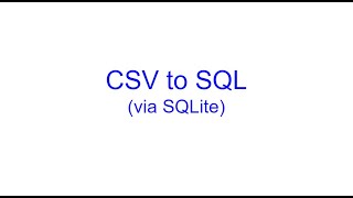 CSV Data to SQL | SQL Bits | Kovolff