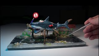 Abandoned cyborg shark living in a destroyed city.【Polymer Clay/ Resin Art】