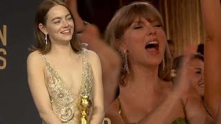 Emma Stone Reacts to 'A-hole' Taylor Swift's Reaction to Her Golden Globes Win
