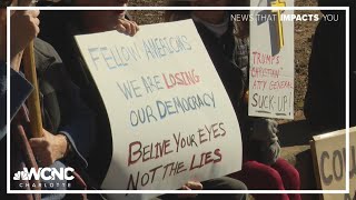 Hundreds protest Judge Jefferson Griffin's vote challenge in Uptown Charlotte