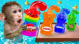 Bibo Monkey Make Sweet Honey Jelly at Swimming Pool and Take Care of Duckling | KUDO ANIMAL BIBO