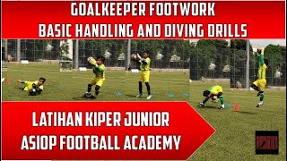 LATIHAN KIPER JUNIOR ASIOP APACINTI | GOALKEEPER FOOTWORK, HANDLING AND DIVING TRAINING DRILLS