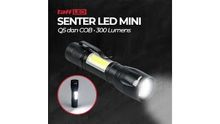 TaffLED Senter LED Mini Rechargeable Q5 dan COB 300 Lumens - 7RFL13BK