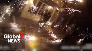 UK protests: Police pelted with fireworks during riots, bodycam footage shows