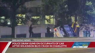 CMPD make arrests at gunpoint after car flips