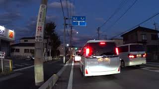 【自転車車載・夕方】草加市清門3丁目付近～草加バイパス～清門町(北)～金明通り～県道49号足立越谷線～蒲生一丁目～旧日光街道蒲生茶屋通り～蒲生郵便局(2020/11/10)　※暗く手ブレ補正効かず