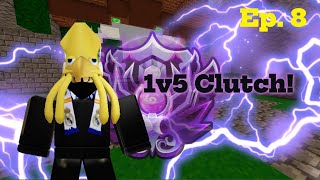 Insane 1v5 CLUTCH.. Solo Queueing To NIGHTMARE Ep. 8 (Roblox Bedwars)