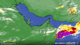 رصد حركة السحب #منخفض_المطير على#سلطنة_عمان  و#الامارات  خلال الفترة من(10 إلى 18 إبريل 2024)