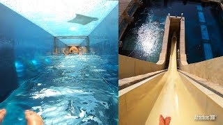 [4K] Shark & Freefall Body Water Slides - Atlantis Water Park, Dubai