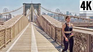 ⁴ᴷ⁶⁰ Walking Across The Brooklyn Bridge New York City 2020-No Tourists/Empty Brooklyn Bridge NYC