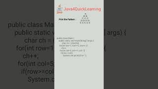 Triangle Alphabet Pattern Question in java || Interview Questions #Java4QuickLearning
