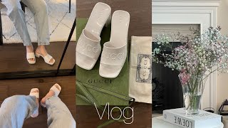 Vlog 미국일상 브이로그 | 집을 화사하게🌷, 스시맛집, 구찌 러버슬라이드, 미국마트 3군데 장보기, 부대찌개 해먹는 일상