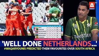 'Well done Netherlands...' our only panelist #WaqarYounis predicted them favourites overSouth Africa