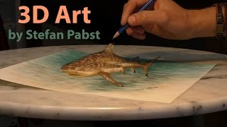 Drawing a shark/ 3D Trick Art by Stefan Pabst