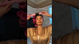 Blowout tutorial Detangle, apply blow out cream, blow dry, apply oil hot brush #blowout #curlyhair