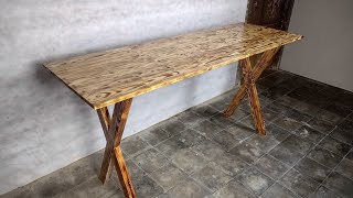 Begini cara membuat meja kaki X dari kayu palet bekas / jati belanda Creative diy