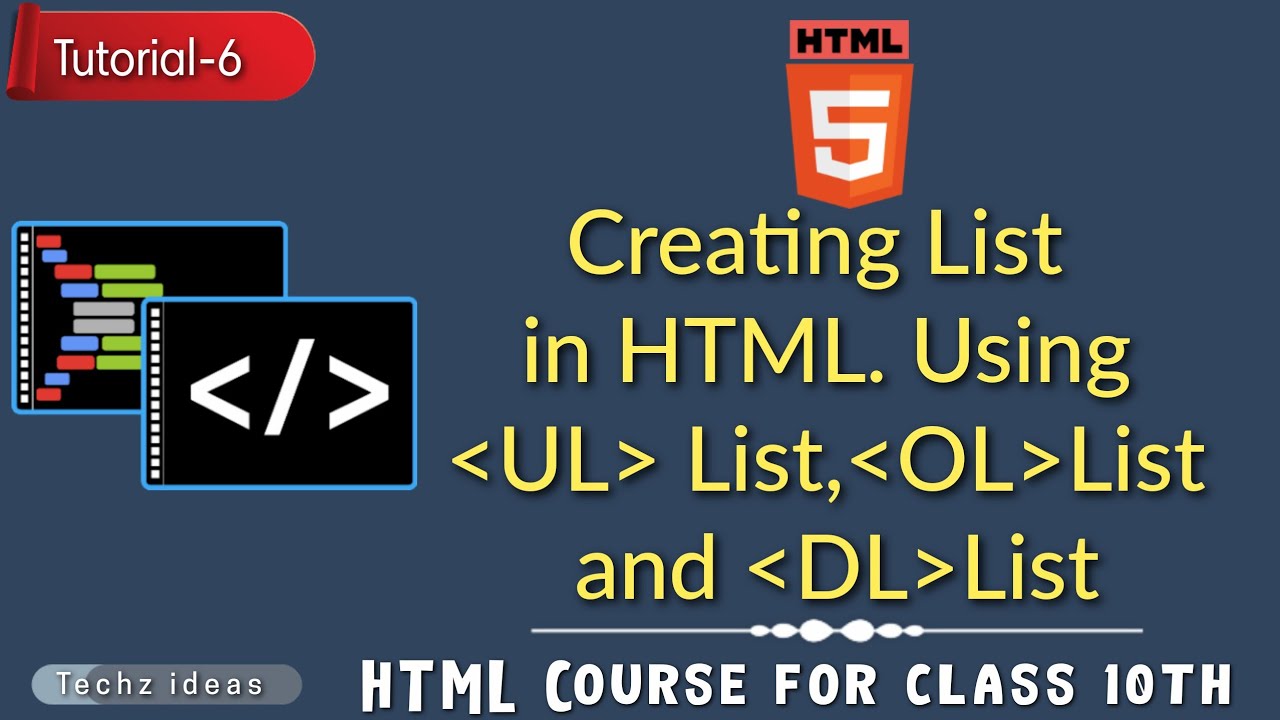 HTML Tutorial-6 Ll Creating List In HTML. Using Unordered List, Ordered ...