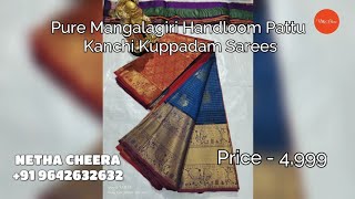 Pure Mangalagiri Handloom Pattu Kanchi Kuppadam Sarees by Netha Cheera | Kuppadam pattu