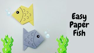 How to make easy paper fish for kids / Origami fish / kids crafts / 1- minute video
