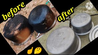 మాడిపోయిన  గిన్నె ని కొత్త దానిలా చేయండి how to clean 🤔burnt pan//easy way clean  full video Telugu