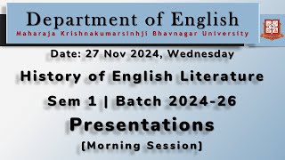 History of Engish Literature | Morning Session | Sem 1 | DoEng-MKBU