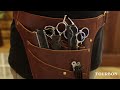 tourbon genuine leather hair stylist belt waist bag hairdressing scissor holster barber tool pouch