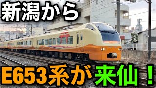 【E653系】新潟からE653系いなほカラーが来仙！仙センに向かうところを撮影【東北本線】