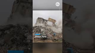 Footage shows buildings collapse in Syria, Turkey after 7.8-magnitude earthquake | USA TODAY #Shorts