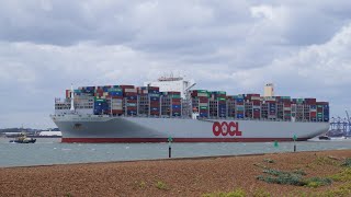 Shipspotting: Ultra large OOCL UNITED KINGDOM departs a breezy port of felixstowe 11/8/19