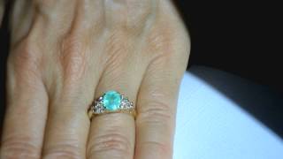 Natural 1.31 Ct  Paraiba Ring .24 Dia Accents