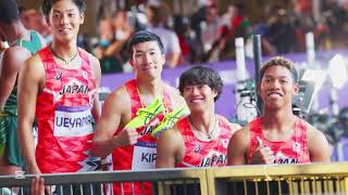 2024年 パリオリンピック 男子4×100mリレー決勝 日本5位 坂井隆一郎→サニブラウン→桐生祥秀→上山紘輝 37秒78