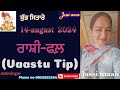 14-August 2024 ਰਾਸ਼ੀ-ਫਲ਼ (Vaastu Tip)