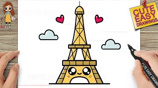 How to Draw Cute Eiffel Tower Easy @CuteEasyDrawings