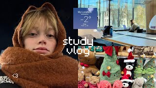 cozy study vlog 🧸🍂 late nights @ library, study tips + christmas markets !!