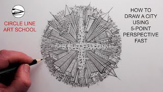 How to Draw a City in 5-Point Perspective: Fast