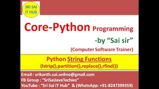 Python String Functions || Python String lstrip(), partition(), replace(), rfind() Functions || #75