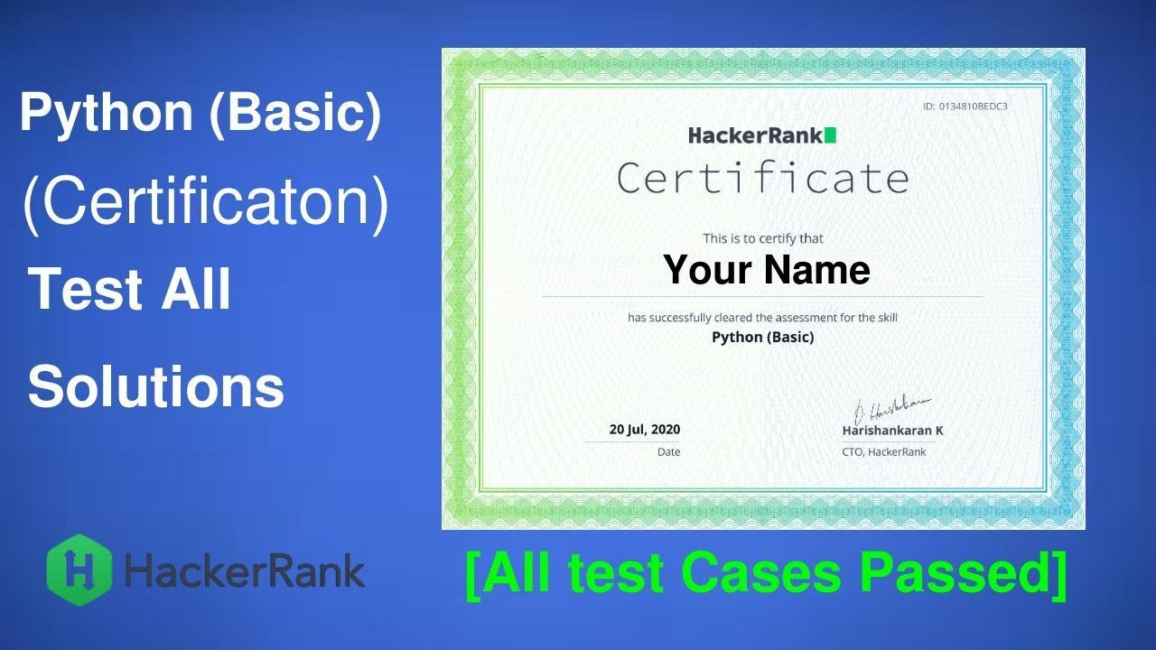 HackerRank Python (Basic) Certification 2020 | Solutions - YouTube