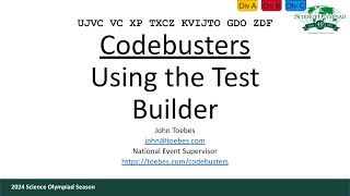 Codebusters - Using the Test Builder