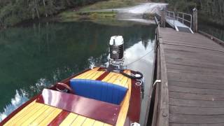 Rascal home built mahogany boat w/Vintage Merc  - walk around