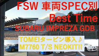 インプレッサGDB　チューニングスペック別FSWベストタイムシリーズ⑤　TOMEIタービン　M7760 T/S NEOKIT装着による変化