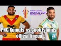 PNG Kumuls vs Cook Islands official line for the rugby league world cup round 2 in pool D