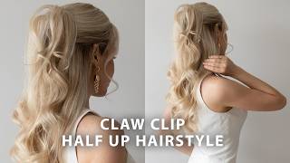 Easy Half Up Half Down Claw Clip Tutorial ❤️ Hairstyle for Long Hair - Medium Hair