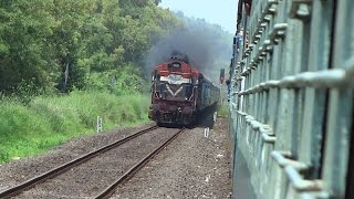 Suddenly Wake Up : Super Smoker WDM3A with Goa Sampark Kranti crosses Mandovi : Konkan Railway