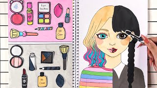 [🐾paper diy🐾]  Wednesday and Enid Makeup 💄💋 Paper cosmetics | 수요일 아담스와 이니드